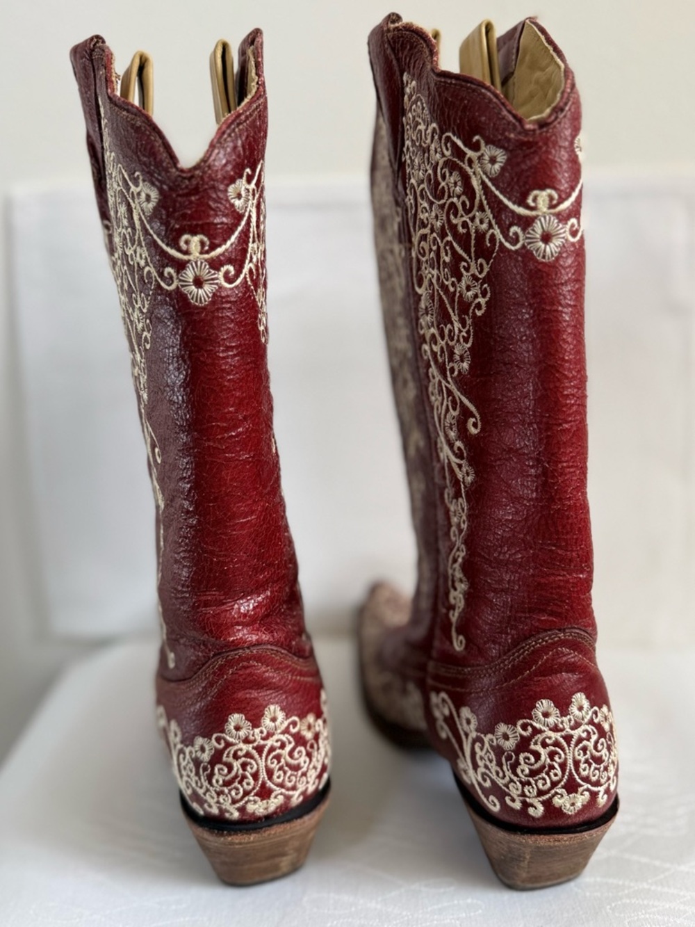 Corral Red Embroidered Western Boots Tall Leather Cowgirl Boots Size 7.5M NWOT - Picture 3 of 15